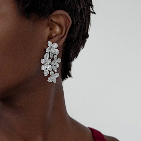 Anthropologie Silver Floral Earrings - Picture 2 of 12